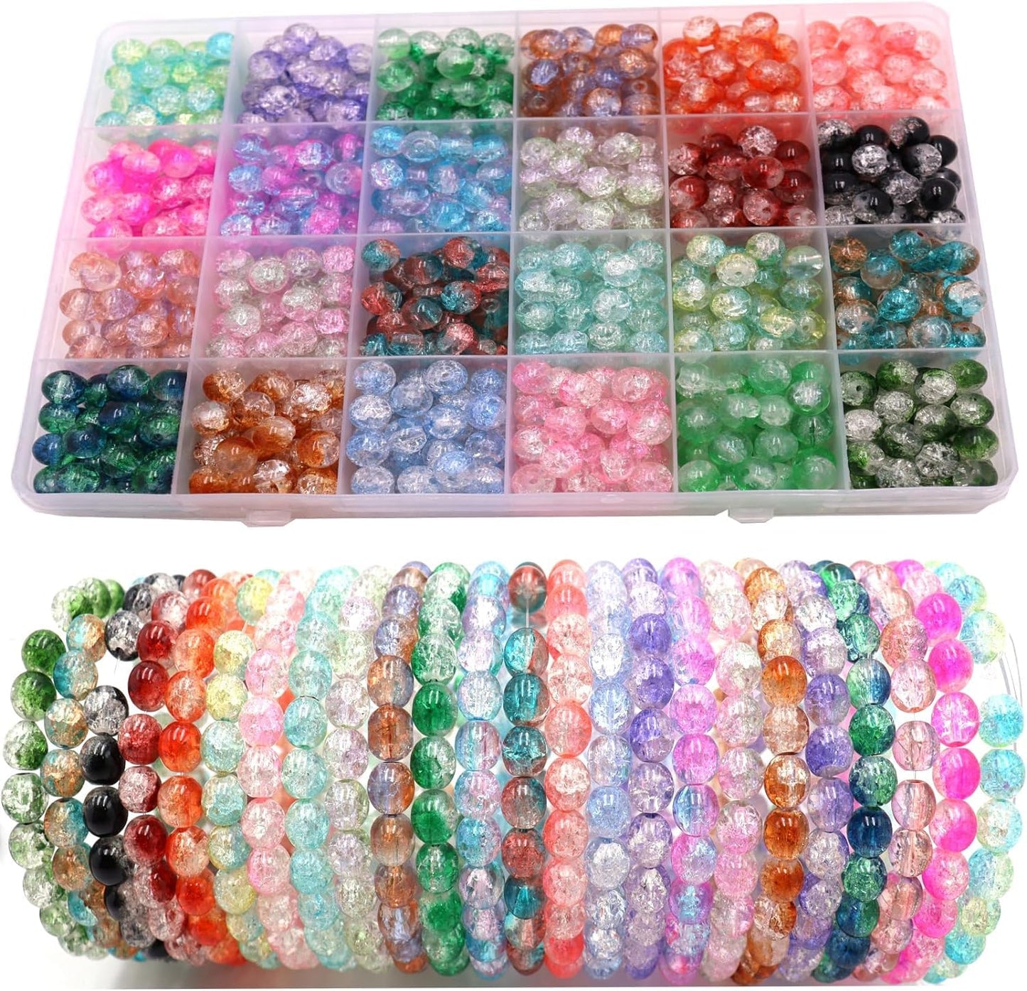 Pulseras cristal de vidrio craquelado varias colores